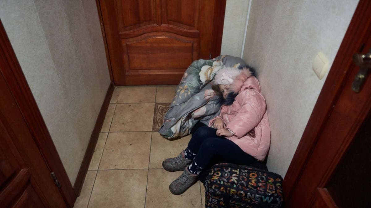 Child sheltering in place in Kyiv