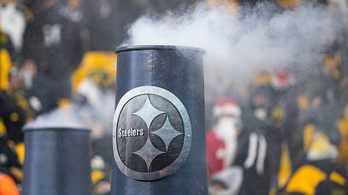 Pittsburgh Steelers logo seen on the football field